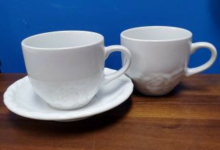 Christian Dior French Country Rose White Set Of 2 Cups And 1 Saucer