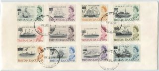 Tristan Da Cunha 1971 Fdc W/surcharged Ship Issue Set Of 12