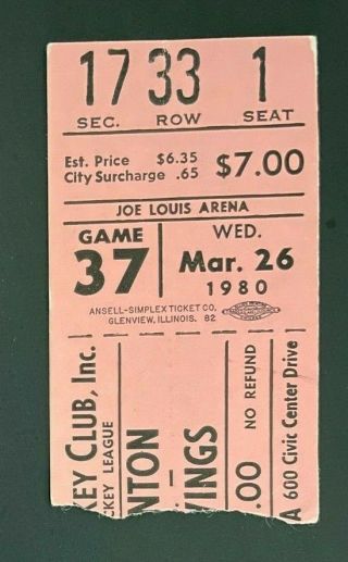 1980 Edmonton Oilers Vs Detroit Red Wings Joe Louis Arena Vintage Wayne Gretzky