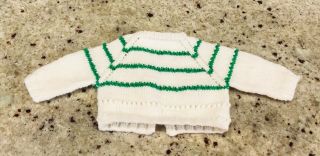 VINTAGE Hand Knit Cardigan Sweater made for Terri and Jerri Lee White w/ Green 2