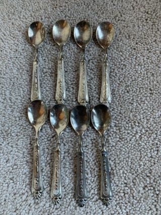 Lbl Italy Plated Ep Zing 8 Demitasse Caviar Spoons Small Spoons 4 1/4” Euc