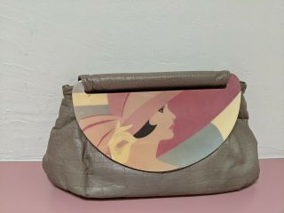 Vintage 80s Patricia Smith Moon Bags Taupe Handbag - Woman W/ Hat
