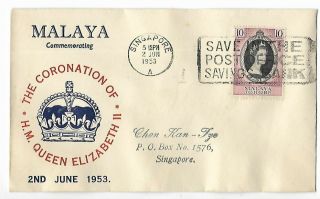 Johore (malaya) 1953 Coronation Fdc With Better Cachet