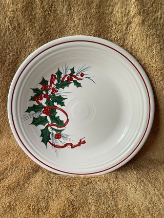 Fiesta Fiestaware Holly And Ribbon 10 1/2 Inch Christmas Dinner Plate 10.  5”