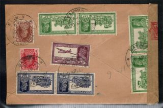 India 1941 Censored Cover To United States With Multiple Kgvi Stamps