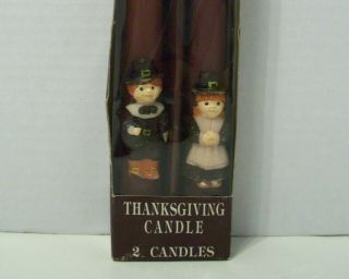 Thanksgiving Pilgrims - Embossed 10” Taper Candles - Holiday 1990 Vintage
