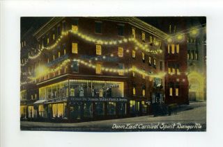 Bangor Me Maine Antique Postcard,  Wonderful Night View Scene,  Illuminated Street