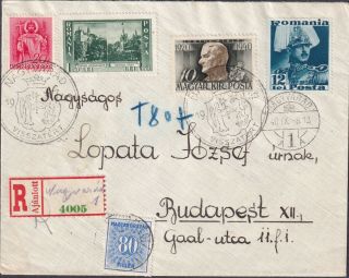 1938 Romania Nagyvarad Oradea Hungary Occupation VisszatÉrt & Postage Due Budape