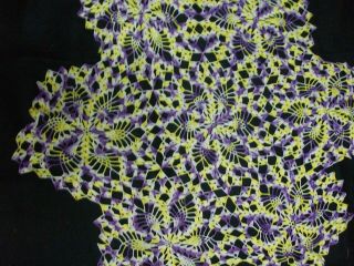 Large Vintage Hand Crocheted Table Centerpiece Doily - Variegated Lavender Yellow