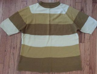 Vintage Acrylic Striped Sweater Sz M Yellow Mod 60s 70s Grunge Rudeboy