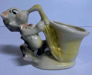 Shawnee Pottery Usa Cat Playing Saxophone Planter Vase 729 Rare