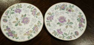 Set Of 2 Wedgwood Avon Multicolor Luncheon Plates Gold Trim & Bright Colors