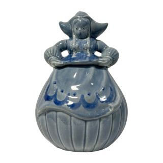 Vtg 1940 Red Wing Pottery “katrina” Blue Ceramic Dutch Girl Cookie Jar Canister