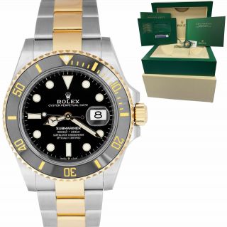 2021 Rolex Submariner Date 41mm Ceramic Two - Tone Gold Black Watch 126613 Ln