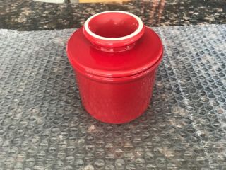 Red Ceramic 2 Pc Butter Bell Crock Butter Saver - French Butter Keeper - Dish