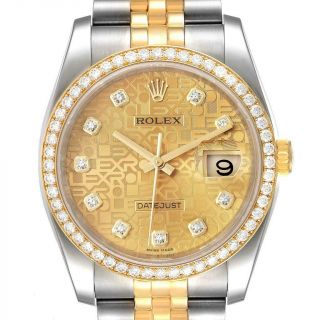 Rolex Datejust Steel Yellow Gold Anniversary Diamond Watch 116243 Box Card