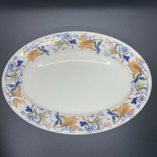 Vintage Oval Platter 10.  5” Syracuse China - Old Ivory - Blue & Yellow Floral