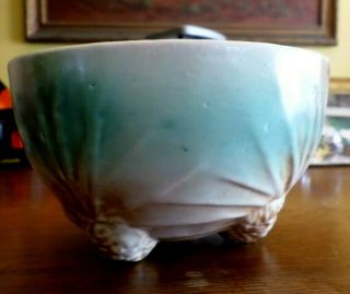 Vintage Mccoy Pottery Pine Cone Footed Planter Green Jardiniere Bowl 6.  5”