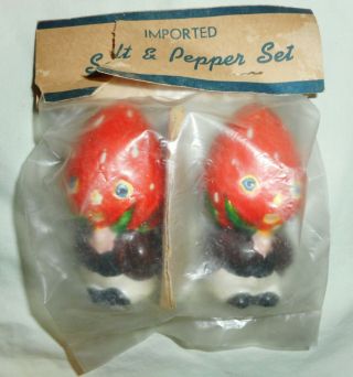 Mip Vintage Japan Anthropomorphic Strawberry Head People Salt & Pepper Shakers