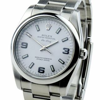 ROLEX AIR - KING OYSTER PERPETUAL STAINLESS STEEL WRISTWATCH 114200 B&P 3
