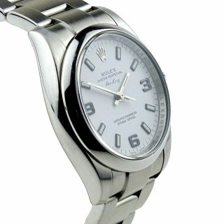 ROLEX AIR - KING OYSTER PERPETUAL STAINLESS STEEL WRISTWATCH 114200 B&P 4