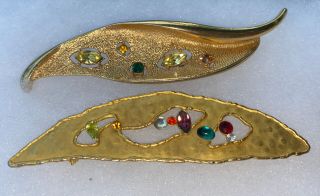 Two Vintage Mid Century Mcm Large Brooch Signed Emmons And J I 1988