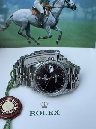 Rolex Datejust 16210 Black Dial Stainless Steel Jubilee Box & Papers Full Set