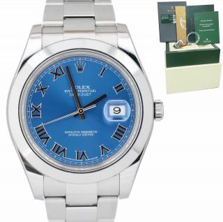 2013 Rolex Datejust Ii Blue Smooth Stainless Steel 41mm Oyster Watch 116300 B,  P