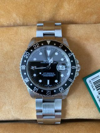 2002 Rolex Gmt Master Ii Black Stainless Steel Oyster Band