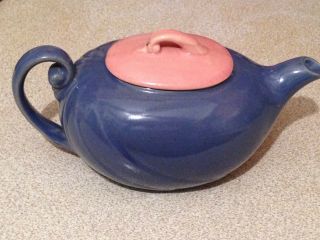 Ceramic Aladdin Genie Teapot Blue With Pink Lid
