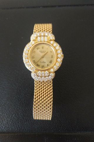 Rolex Cellini Diamond Studded 18k Solid Gold Lady Watch