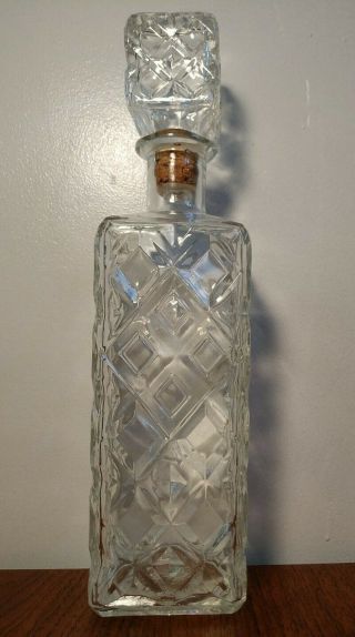 Vintage Four Roses Whiskey Glass Liquor Decanter Bottle Thatcher Glass Diamond