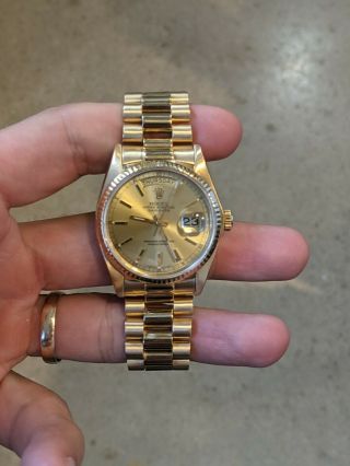 Rolex Day - Date 36mm 18038 Yellow Gold With Champagne Index Dial Bracelet Watch