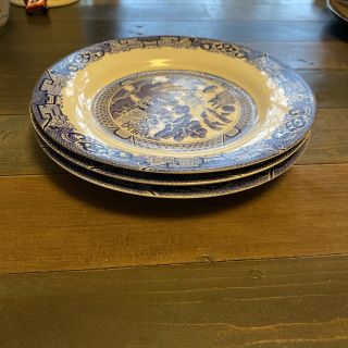 3 Royal Cuthbertson Blue Willow Set 8.  5 " Salad Plates 1 6”