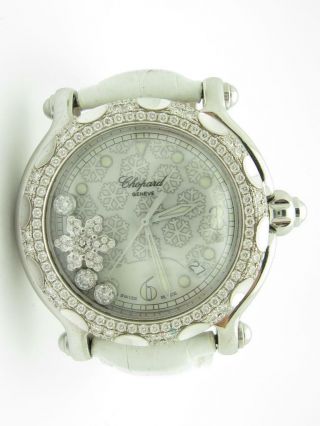 Chopard Happy Sport Ladies Stainless Steel Diamond Snowflake White Strap Watch