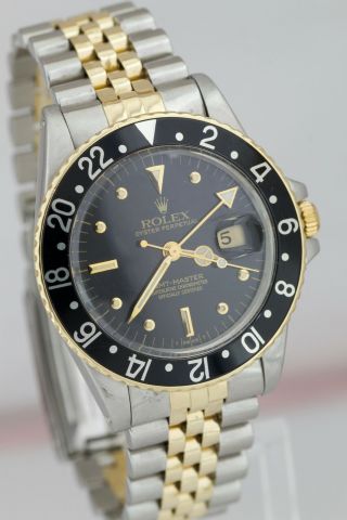 Vintage 1981 Rolex GMT - Master Black Two - Tone Gold Nipple Dial 16753 Watch 1675 4