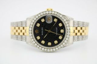 Rolex Datejust 31mm Two Tone 18k Yellow Gold & Ss Diamond Encrusted Watch