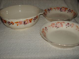 Antique/vintage Alfred Meakin Large Bowl & Two Dessert Bowls 20 Cm & 19 Cm Wide