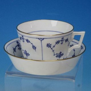 Minton China - Danish Blue Fluted Plain Design - Large Cup With Deep Saucer