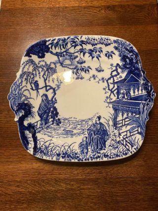 Stunning Royal Crown Derby Blue Mikado Handled Cake Plate Ch6073
