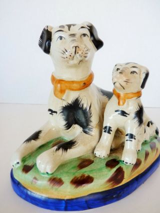 Antique Staffordshire Large Animal Mother Dog & Pup Figural Group I Have More