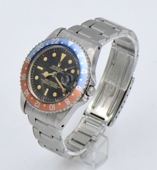 RARE ROLEX GMT MASTER 1675 PEPSI GILT UNDERLINE DIAL WATCH STAINLESS PAPERS 1963 2