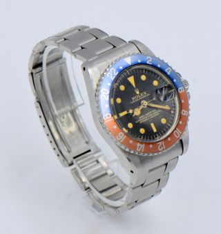 RARE ROLEX GMT MASTER 1675 PEPSI GILT UNDERLINE DIAL WATCH STAINLESS PAPERS 1963 3