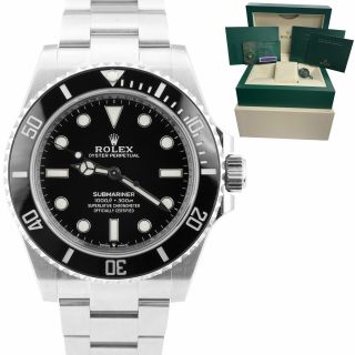June 2021 Rolex Submariner 41mm No - Date Black Ceramic Steel Watch 124060 Ln