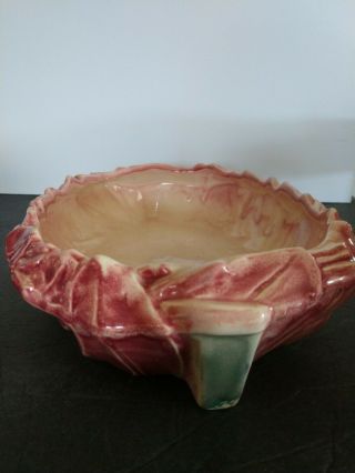 Vintage Mccoy Pink And Green Oval Bulb Planter/dish Art Pottery 11 Inch