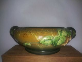 Vintage Roseville Pottery Fuchsia Brown/green Bowl 348 - 5 Signed