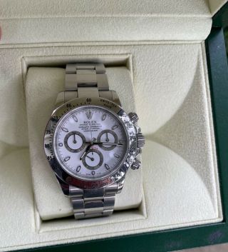 Rolex Daytona Chronograph Steel White Dial Face Papers & Box - 116520