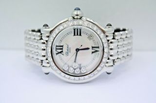 Chopard Happy Sport Round Xl 38mm Stainless Diamond Encrusted Watch 28/8965 - 23