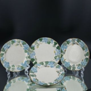 Salad Plates 7.  5 " Metlox Poppy Trail California Sculptured Grapes Blue Set Of 4