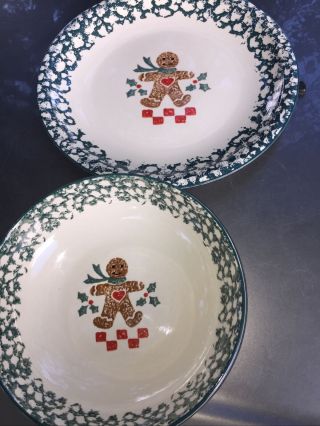 Folk Craft Tienshan Gingerbread Man Christmas Platter And A Serving Bowl